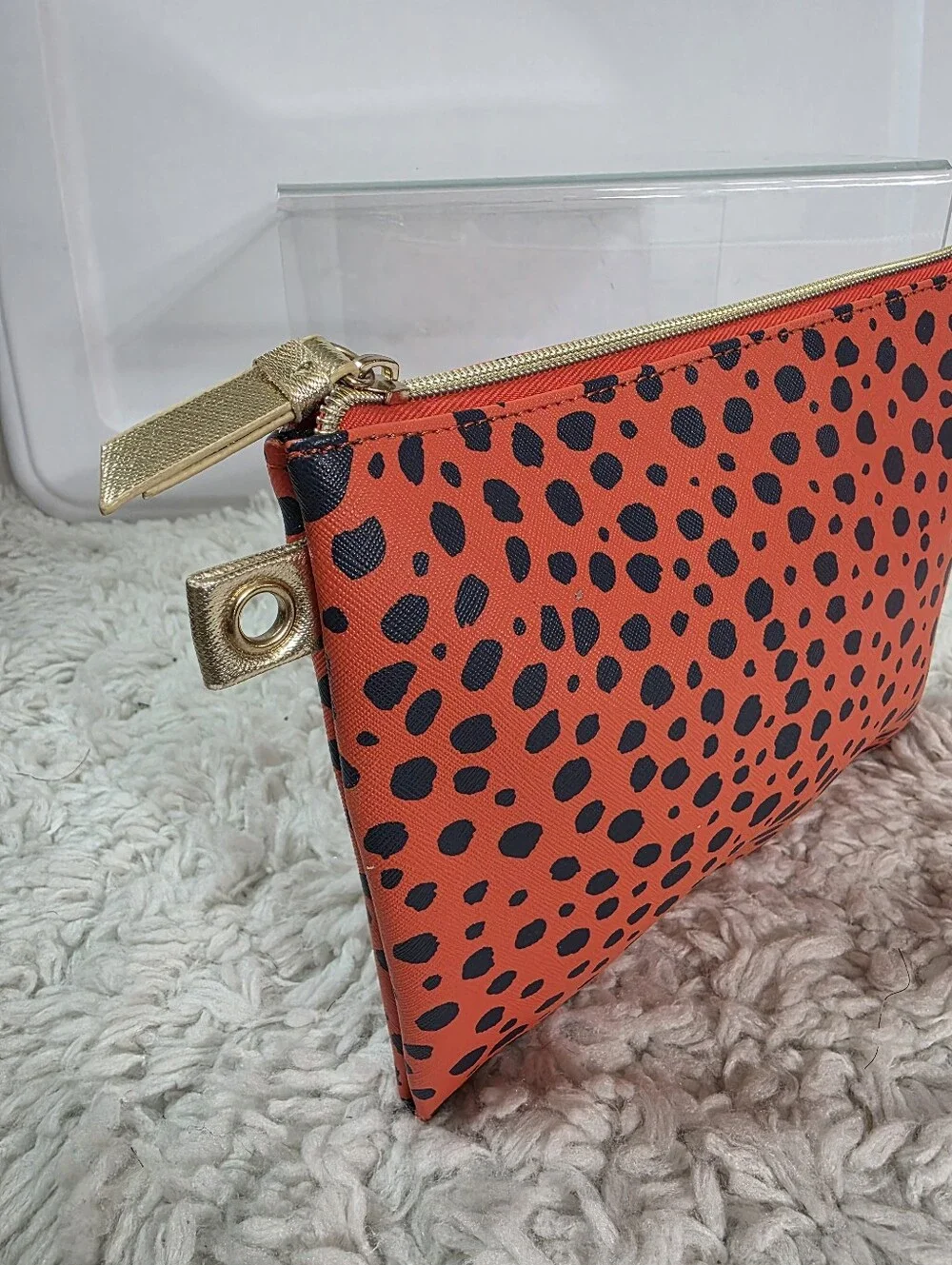 Dabney Lee , Leopard-Print Zip Pouch with Gold Trim